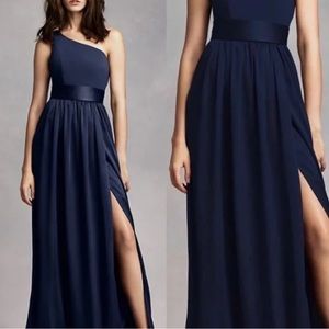 NWT White By Vera Wang One Shoulder Midnight Blue SZ 8